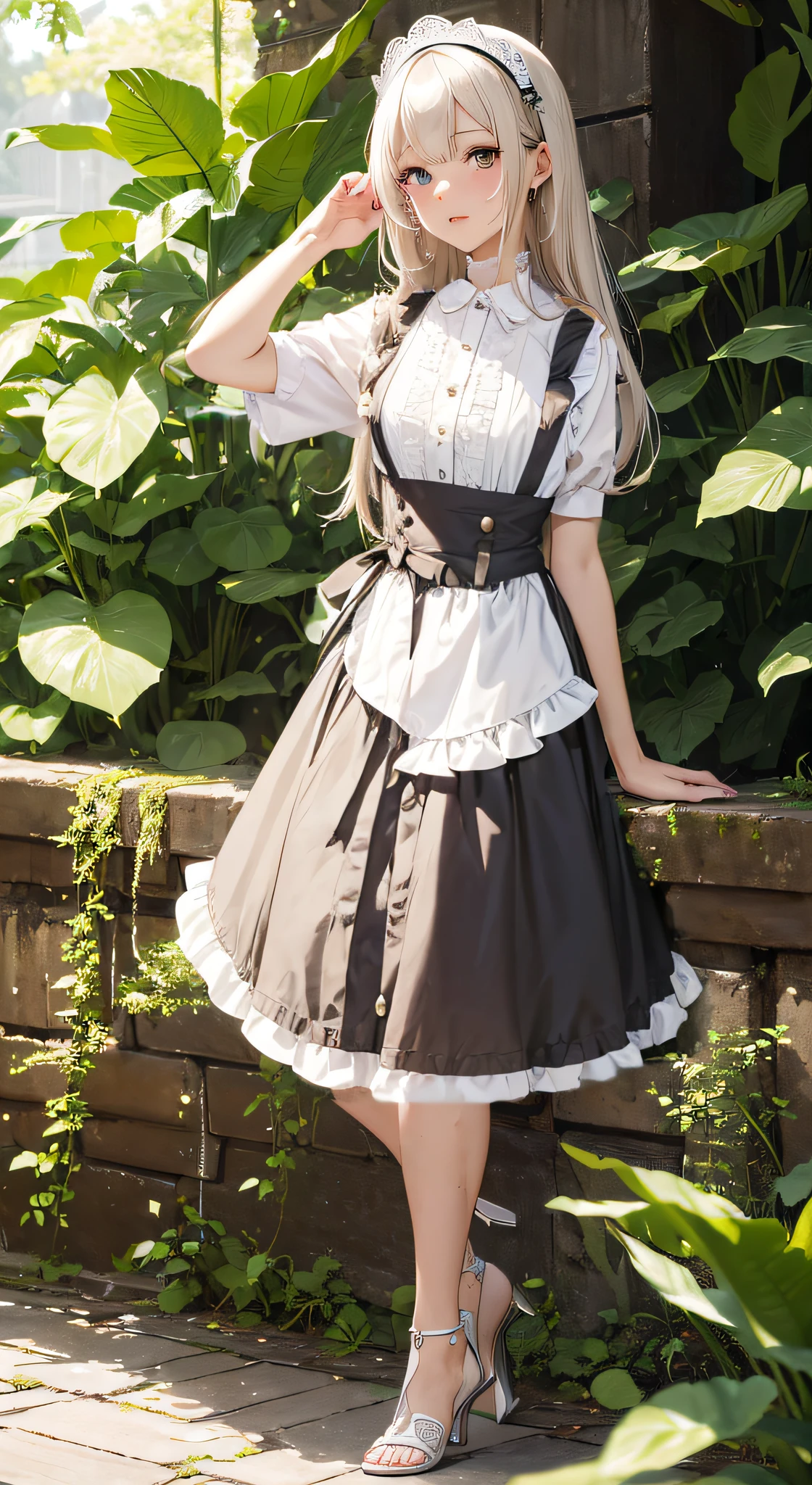 Classic maid clothes、Chic impression、maid clothes、pinafore、skirt by the、Ruffled skirt、