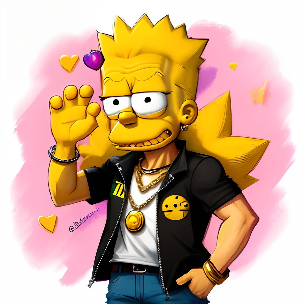 Bart Simpson wearing gold chain that says NO REPO