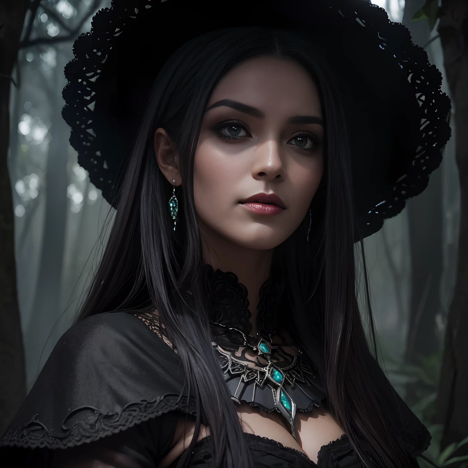 Melhor qualidade, extremamente detalhado, (retrato), de uma maligna demoniaca e bela garota gerreira, Beautful, cabelos brancos, corpo lindo, pele palida, dragon cyphers, olhos brancos sem retinas, sombreado preto borrado e escorrido e em volta dos olhos, Her appearance is that of undead Spectro, roupas rasgadas, em uma floresta seca e morta e sombria, infernal, 8k, ultra detalhado e realista