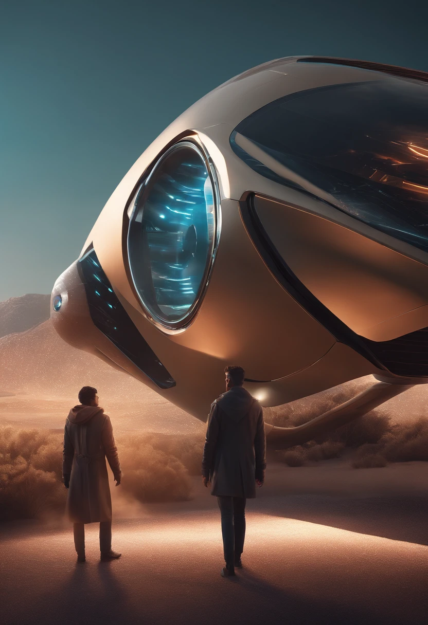 Homem futurista parado na frente de um carro futurista em uma rodovia, em estilo de bipe, cinematic beeple, 3 d render bipe, Futuristic. Jogo CG, arte conceitual do metaverso, produto futurista carro tiro, arstation e bipe altamente, Estilo Beeple, rua futurista, Future science fiction. Jogo CG, realista full hd contrastes, olhos claros brilhantes, Biomechanicals, estranho, assustador, Pesadelo, cores muito brilhantes, light particles, com luz brilhante, Mshiff, Arte do papel de parede, Papel de parede UHD