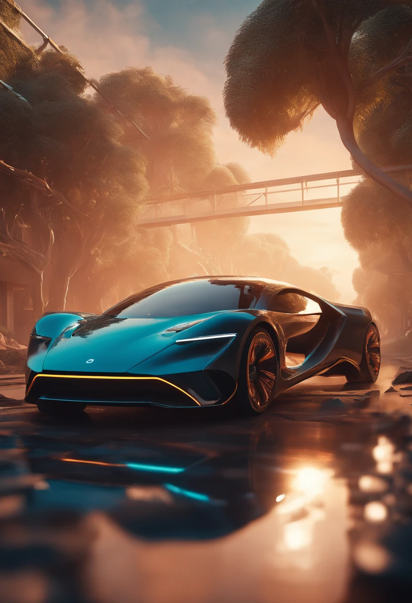 Homem futurista parado na frente de um carro futurista em uma rodovia, em estilo de bipe, cinematic beeple, 3 d render bipe, Futuristic. Jogo CG, arte conceitual do metaverso, produto futurista carro tiro, arstation e bipe altamente, Estilo Beeple, rua futurista, Future science fiction. Jogo CG, realista full hd contrastes, olhos claros brilhantes, Biomechanicals, estranho, assustador, Pesadelo, cores muito brilhantes, light particles, com luz brilhante, Mshiff, Arte do papel de parede, Papel de parede UHD