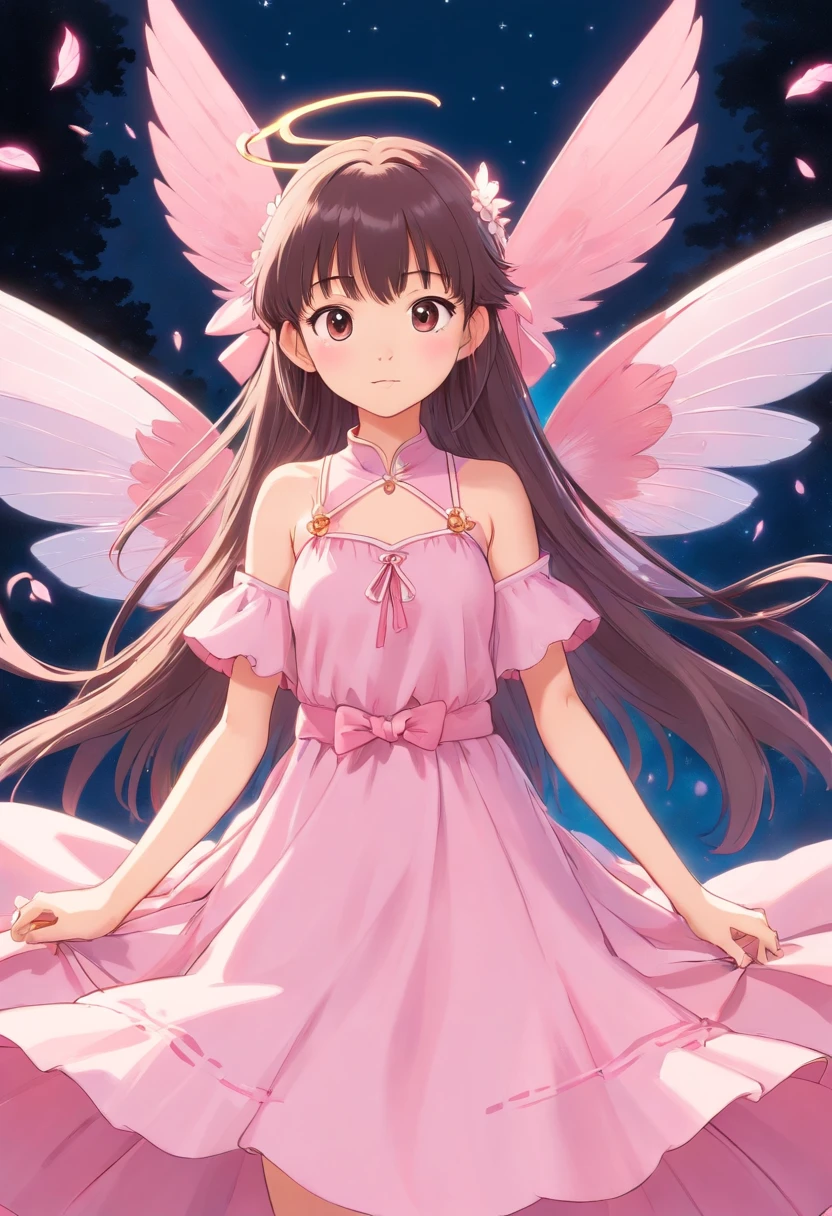 highest quality、Very delicate and beautiful、Very delicate and beautiful、(Beautiful eyes)、Pink Eyes、I、I、、13 years old 、Japanese、、Chiquita、(Black Hair)、((Pink leotard))、（High leg）、Tiara on head、Laughter、standing、Looking forward、The background is the heavenly world、The background is the sky and clouds