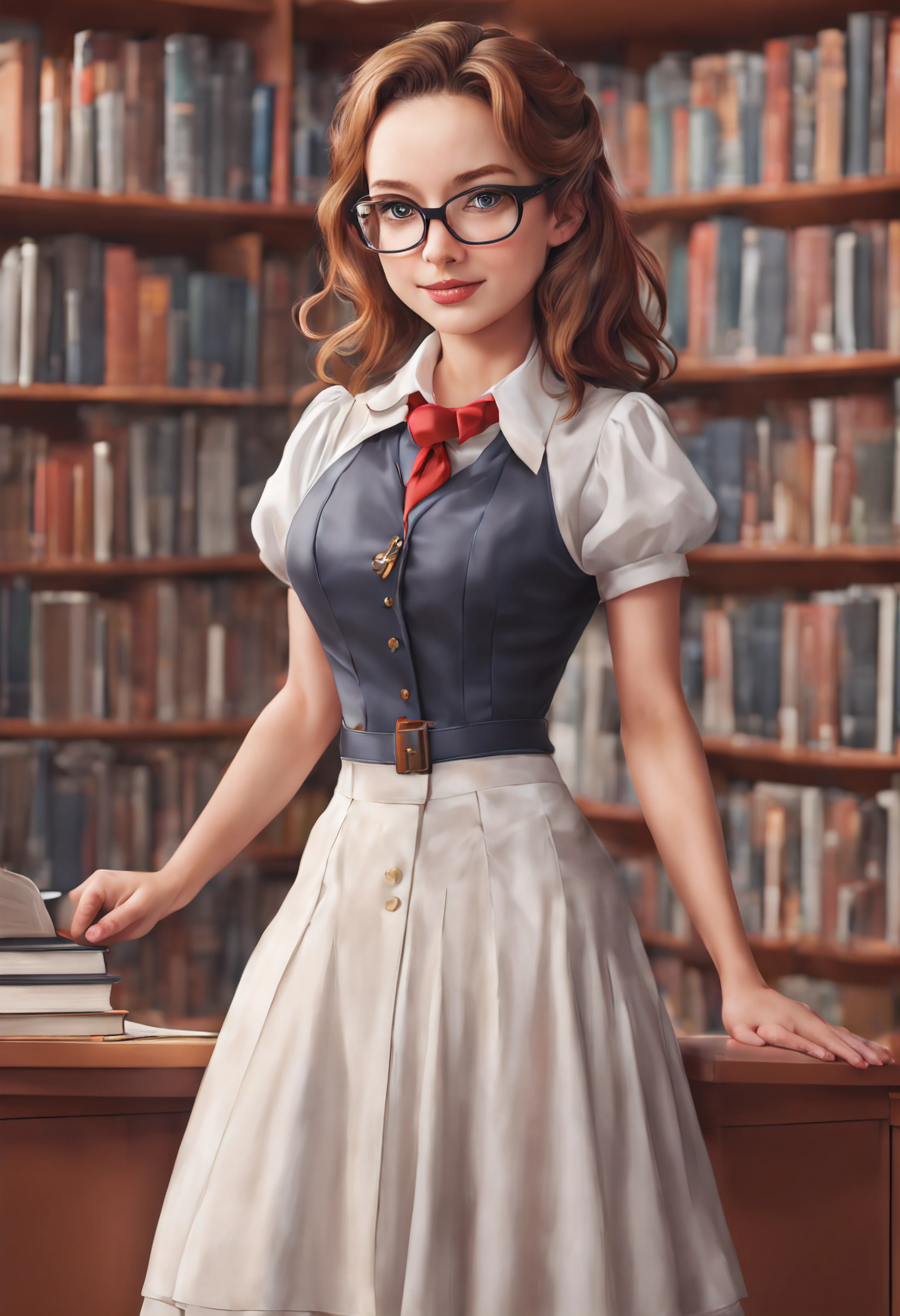 eva as librarian girl