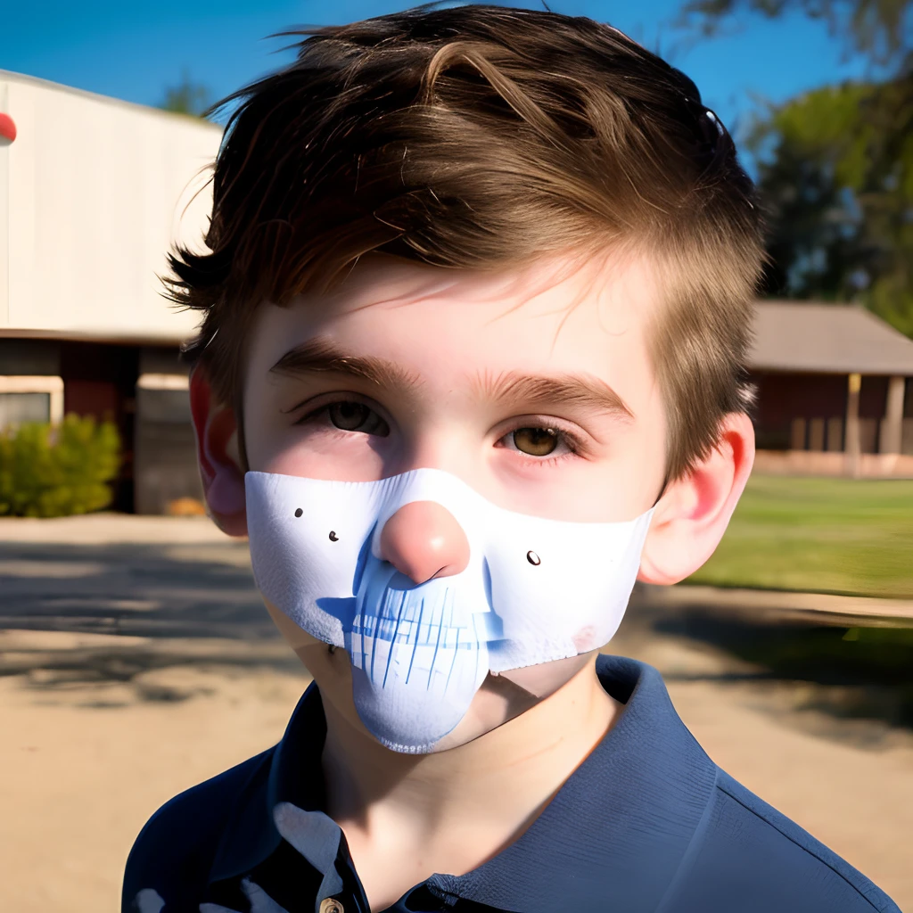 a white with brown short hair with an earring, rings, and braclets. wearing a blue polo, skinny blue jeans with black shoes. a little dirt mustache, slit eyebrow and a giant nose