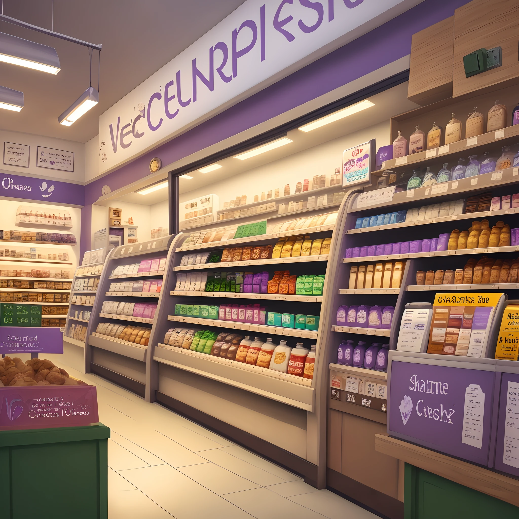 A corner shop poster purple theme that says “ We need u to pick a name for the creek shop”