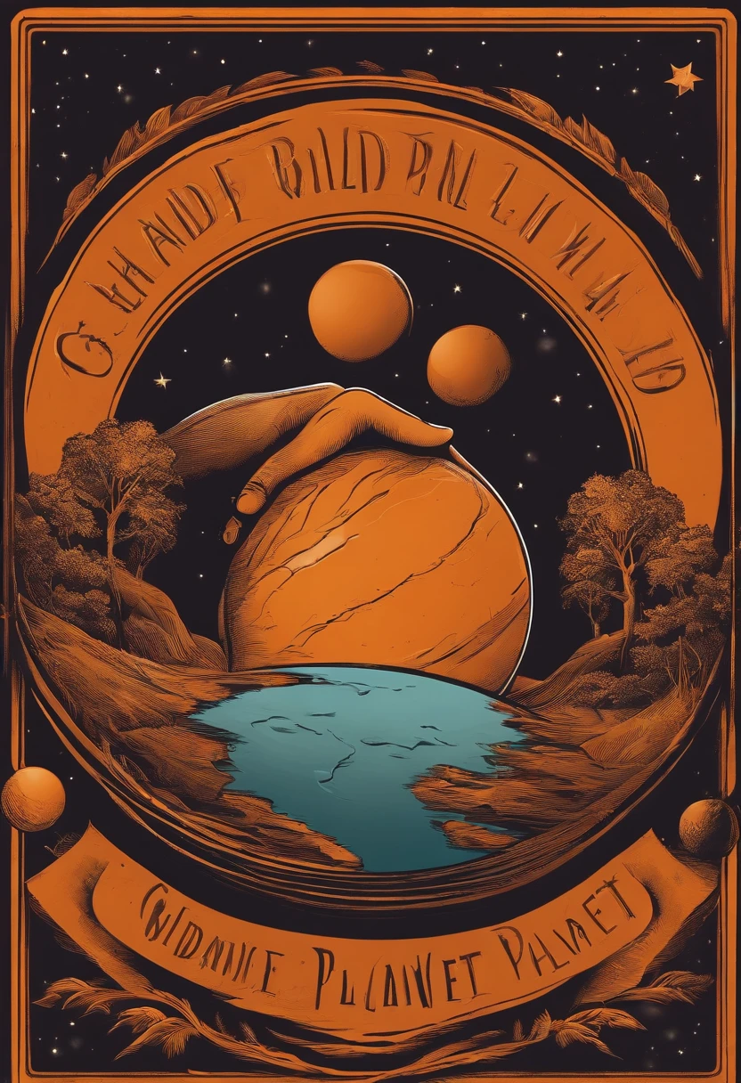 logo of a hand holding an orange children's style planet