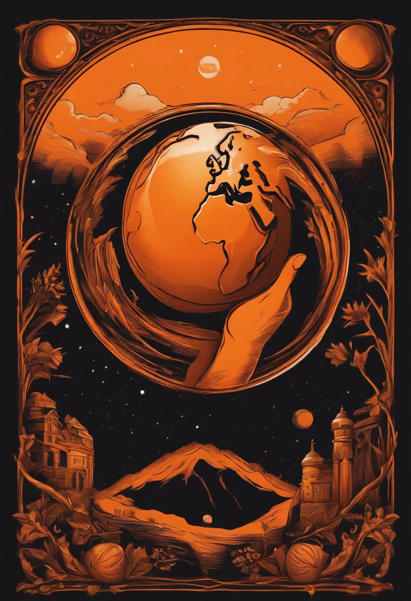 logo of a hand holding an orange children's style planet