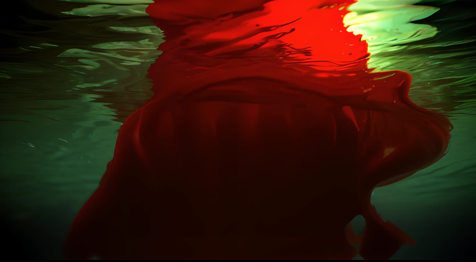 Blood in the water in the pool, under water
