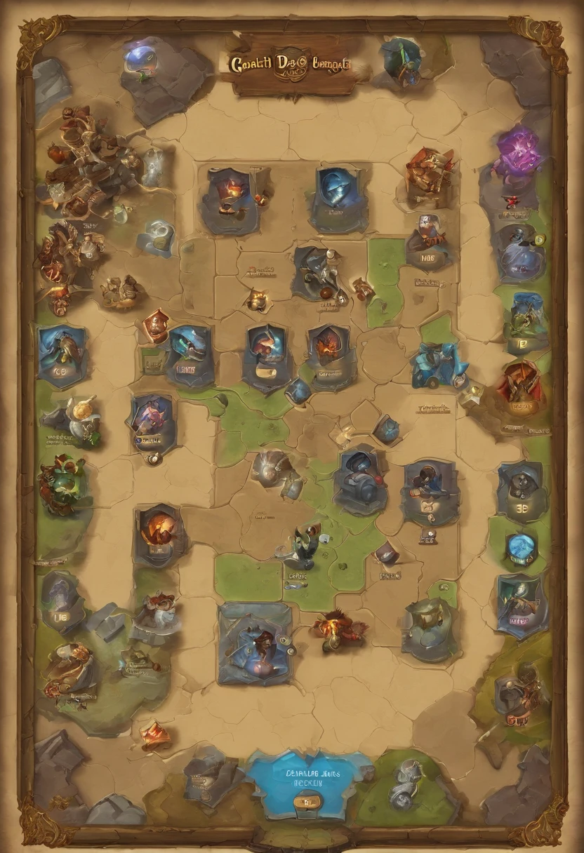 create a background to place the cards in a hearthstone-based card game where each player has 9 squares on their field to position the pieces. in addition to a space for piles of cards for discard, cemetery and the player's hand containing a maximum of 5 cards