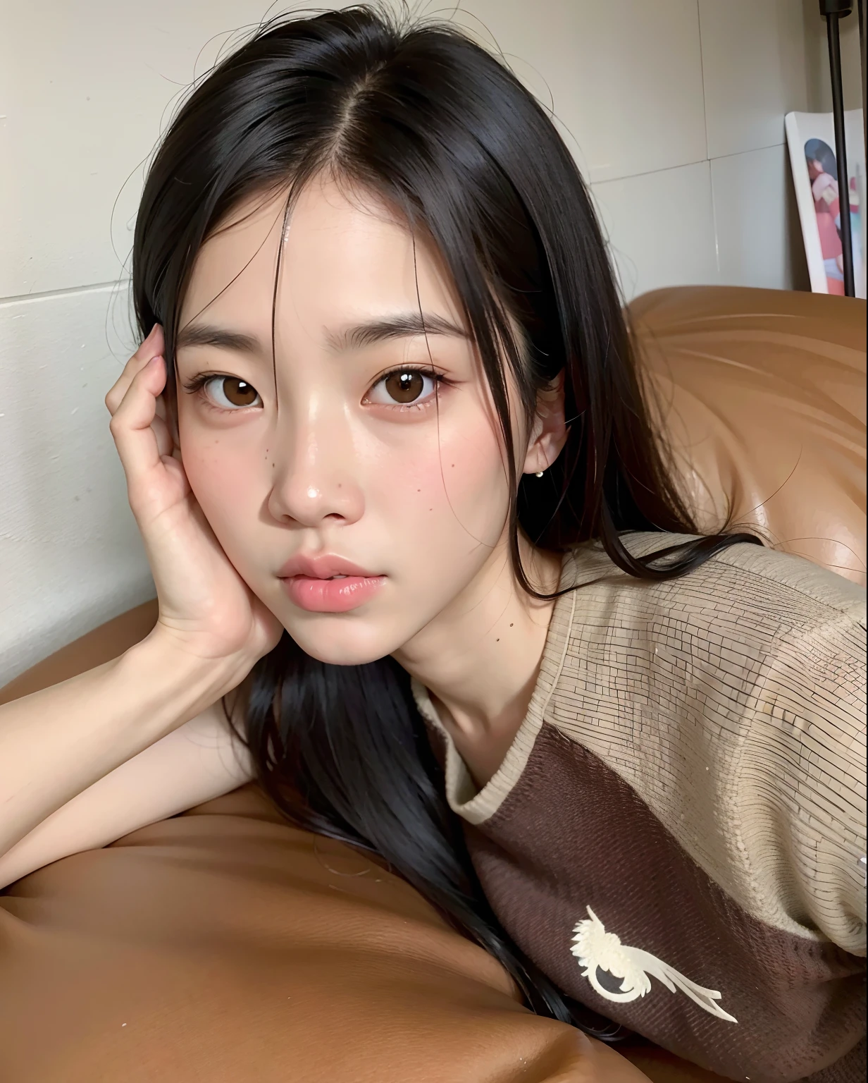 Arafed asian woman with long black hair lying on a sofa, Heonhwa Choe, Jaeyeon Nam, Bae Suzy, Lee Ji-eun, Lee Ji - Eun, wan adorable korean face, Sha Xi, com bonito - fino - rosto, Jinyoung Canela, young adorable korean face, Gongbi, Xintong Chen, young cute wan asian face