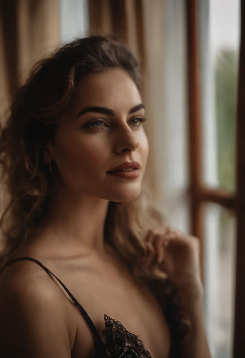 .RAW, analogue, Nikon Z 85mm,((La mejor calidad)), ((Obra maestra)), ((realista)),Imagen vintage, Hermosa mujer rusa, rubio, 22year old, Posing in a hotel with lingerie, Wearing Petite lingerie, Smile with teeth showing, ((small breasts)), Detalles intrincados, Altamente detallado, foco nítido, profesional, 4k, Dios Rayos, Modelo de mano, Impresionantes ojos marrones, little guy, Altas Resoluciones, Detailed facial features, High detail, foco nítido, Suave, extremadamente detallado, Foto_\(ultra\), fotorrealista, realista, Post-procesamiento, maximum details, aspereza, vida real, ultra realista, Fotorrealismo, 8k UHD, Luz semi-silueta, Cara eslava, cabello largo y rubio, cabello hermoso, Face with character