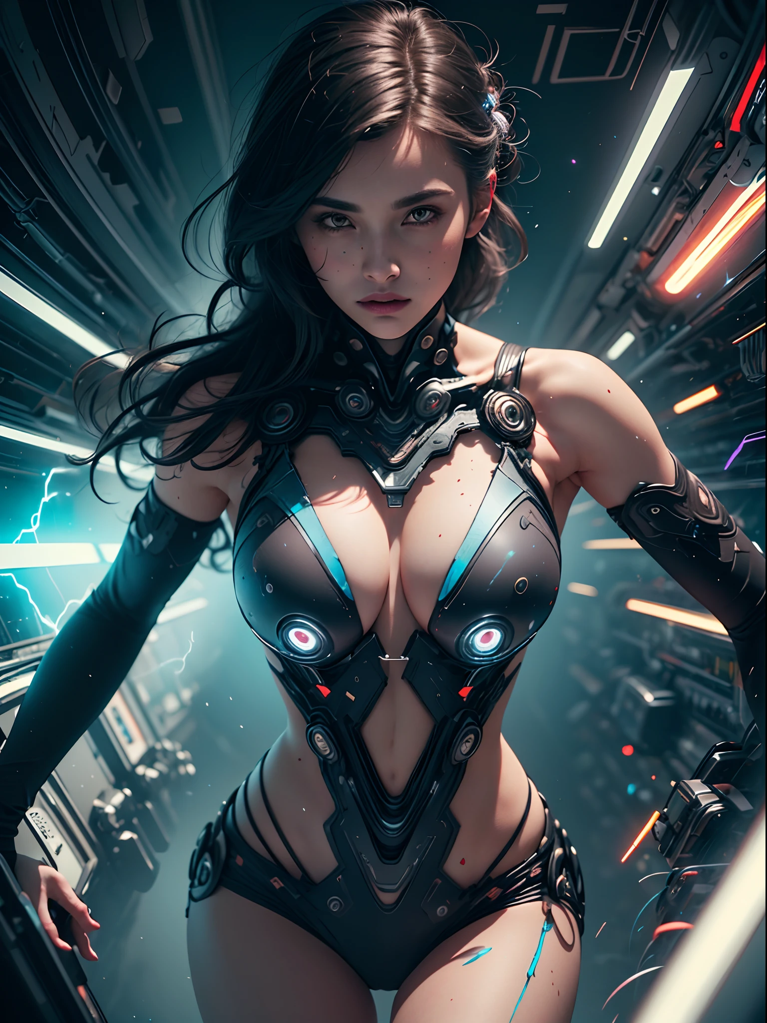 ((Best quality)), ((masterpiece)), (detailed:1.4), image of a beautiful cyberpunk female with thick voluminous hair,light particles, dynamic pose, pure energy chaos antitech,HDR (High Dynamic Range),Super-Resolution,Unreal 5,Subsurface scattering,PBR Texturing,Post-processing,Depth-of-field,Maximum clarity and sharpness,Multi-layered textures, Perfect proportions,Octane Render,Two-tone lighting,Wide aperture,Low ISO,White balance,Rule of thirds,8K RAW