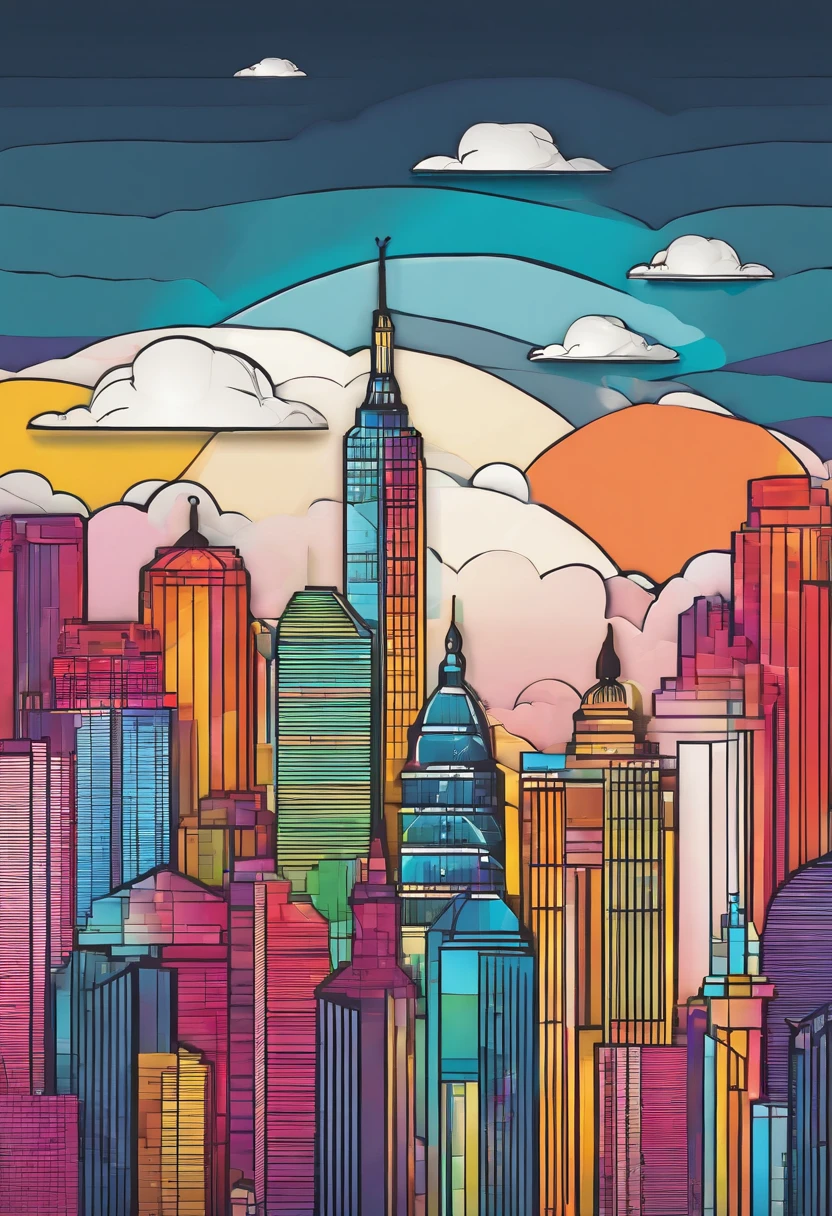 (((masterpiece))),best quality, modern city, skyscrapper, rain, rainbow