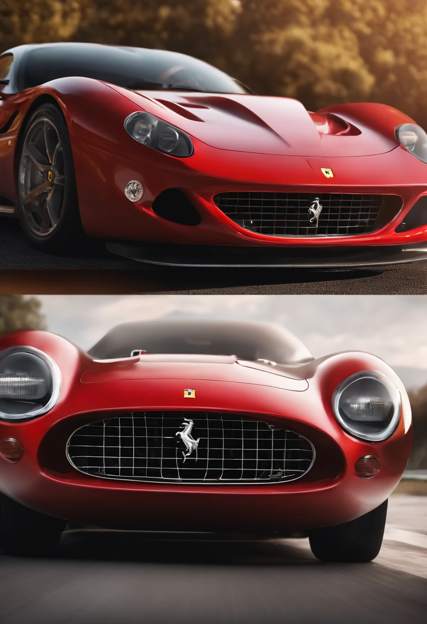 imagem 3D renderizada por computador de ferrari GTO,cores fotorrealistas, Ultra HD ,Filmagens comerciais.