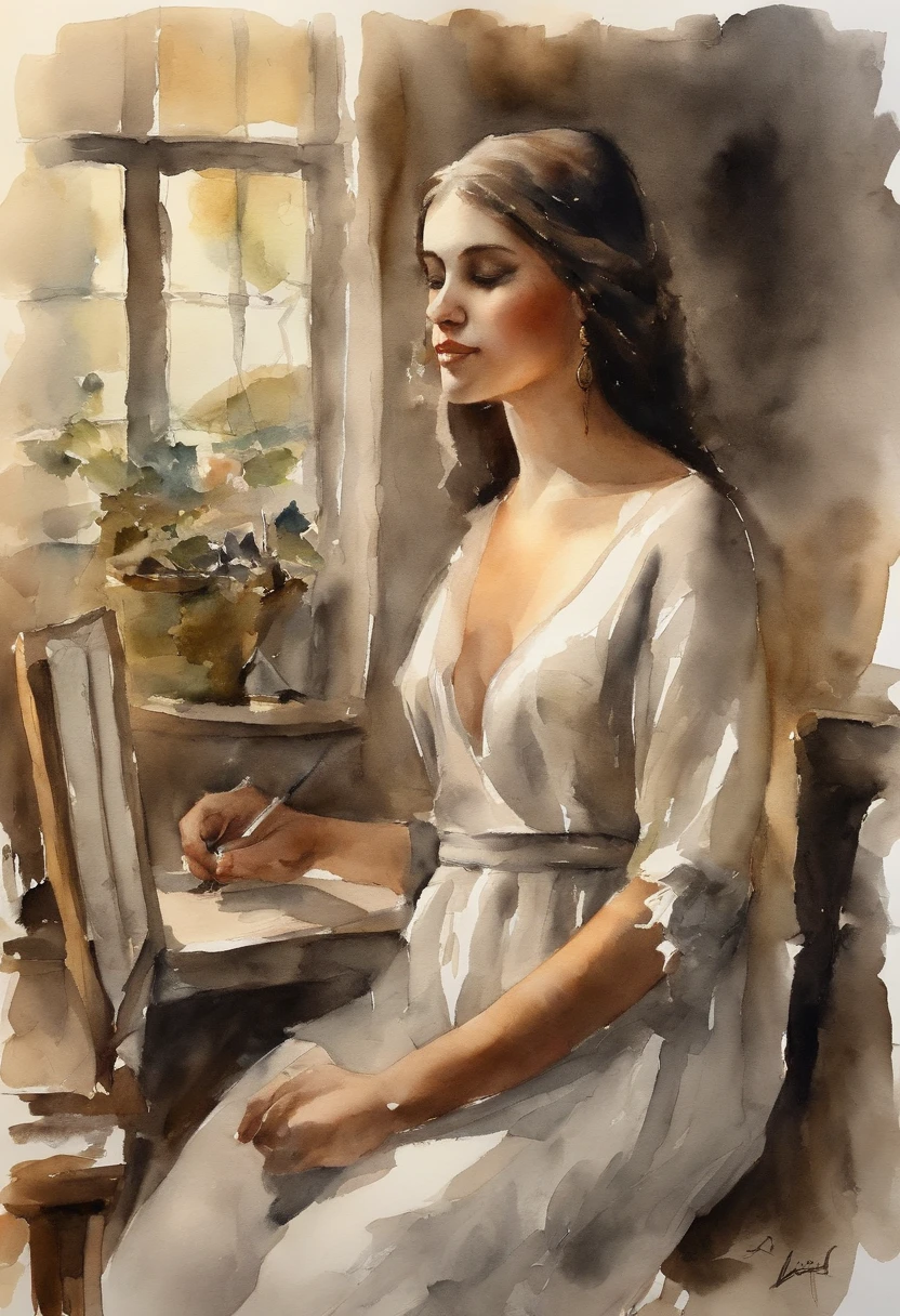 Pintura em aquarela de uma menina preta bonita : : trending on ArtStation: : Simple composition creates a sense of order and harmony. A pintura reflete as qualidades espirituais do mundo natural. --up luz --ar 9:16