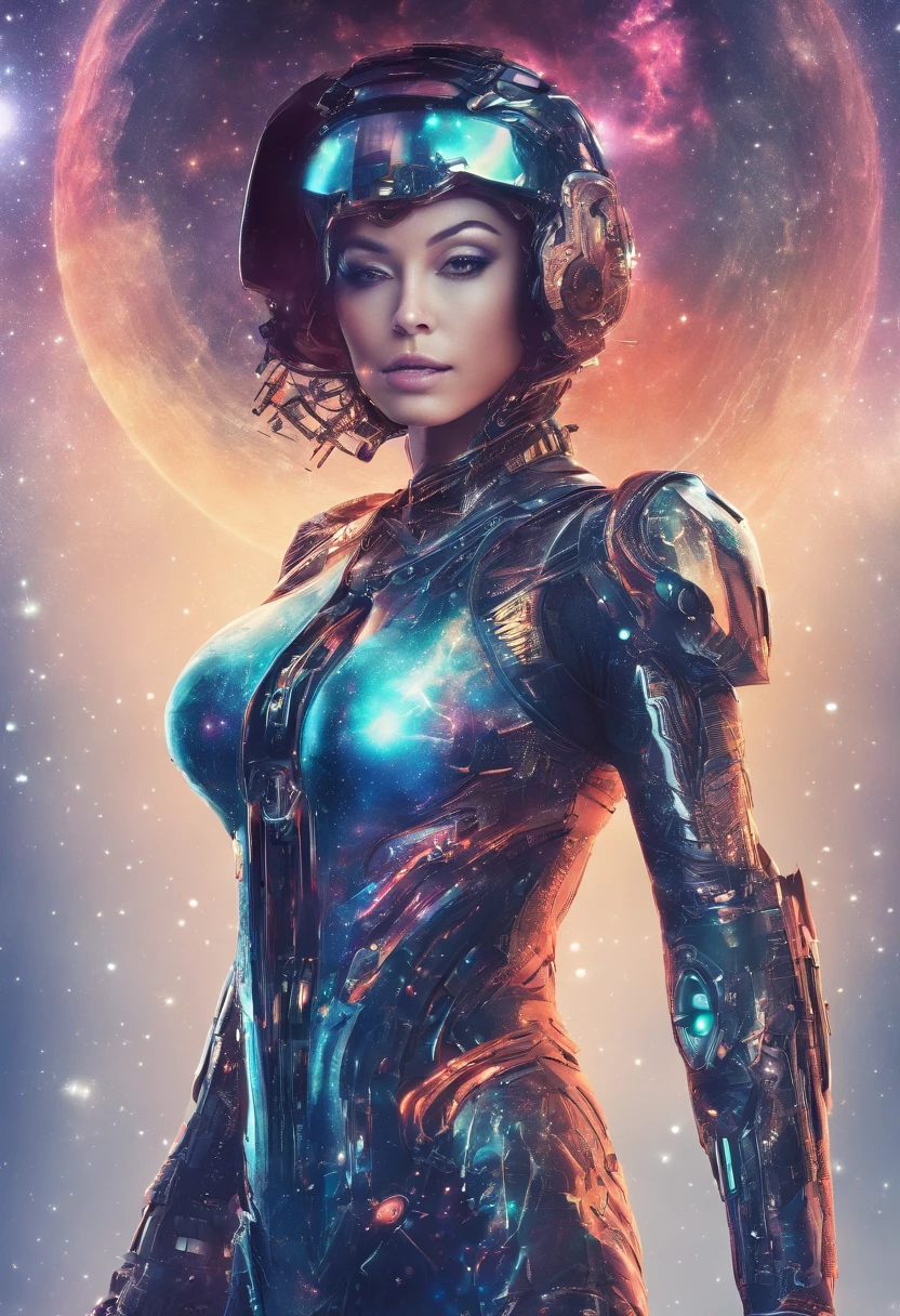 award winning digital art, dramatic lighting, full body shot, extremely detailed skin, a beautiful moon goddess, A moon deity, biomechanical, wearing an intricate high-tech bodysuit covering her entire body, spaceship, outer space, nebulae, retro futuristic, sci-fi, fantasy art, 80s fantasy movie style, Hans Ruedi Giger style, intricate mechanical details, glowing cybernetic enhancements, action pose, frank frazetta style, best quality, 8k, highres, masterpiece, ultra-detailed, realistic, photorealistic, HDR, UHD, studio lighting, ultra-fine painting, sharp focus, physically-based rendering, extreme detail description, professional, vivid colors
