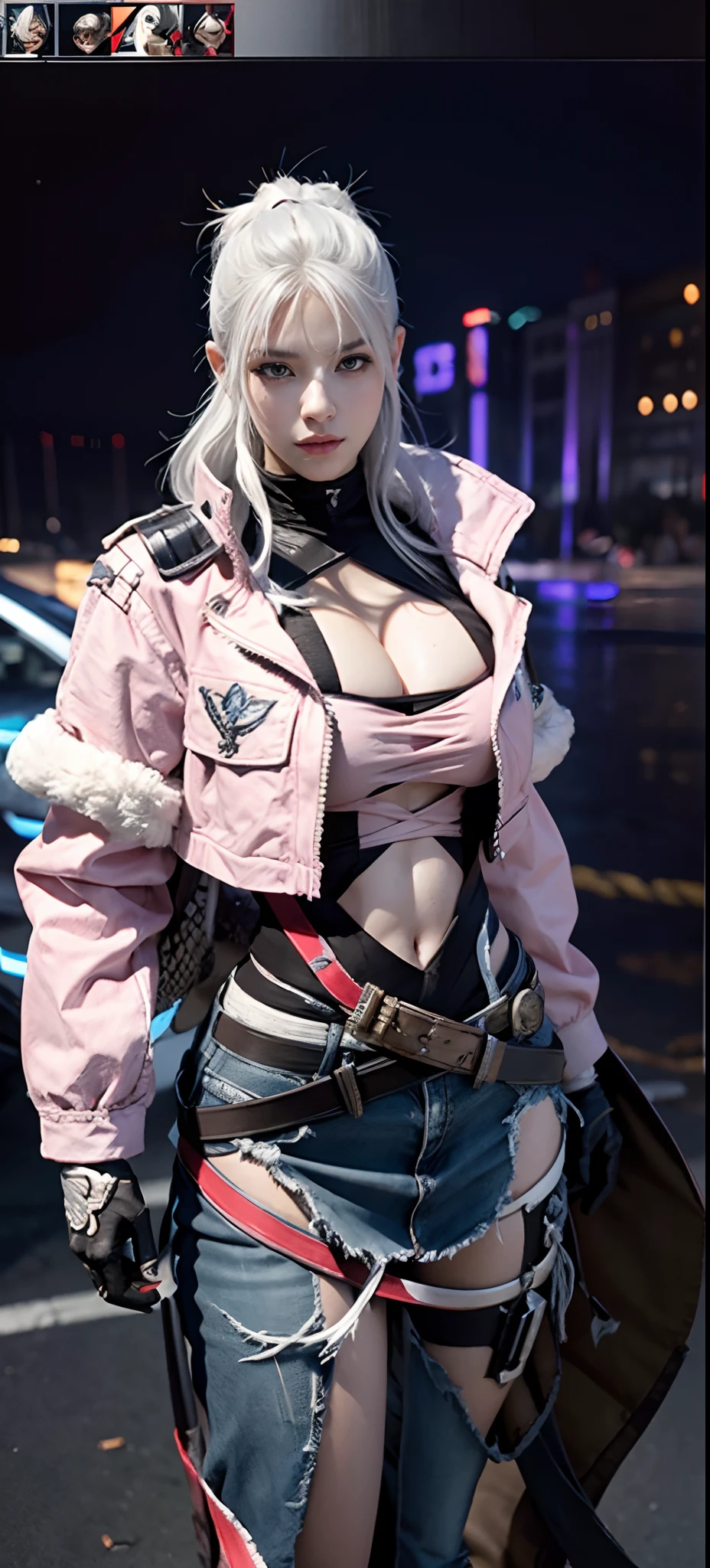 a close up of a person in a costume with a sword, as a character in tekken, female character, tifa lockhart with white hair, katana zero video game character, lunar themed attire, kda, slim body, cyborg - girl with silver hair, upper body avatar, fashion gameplay screenshot, fighting game character, new character, floralpunk elysian maiden, sigma female