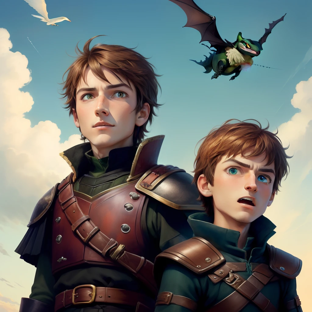 Make the hiccup and toothless fly together in the sky