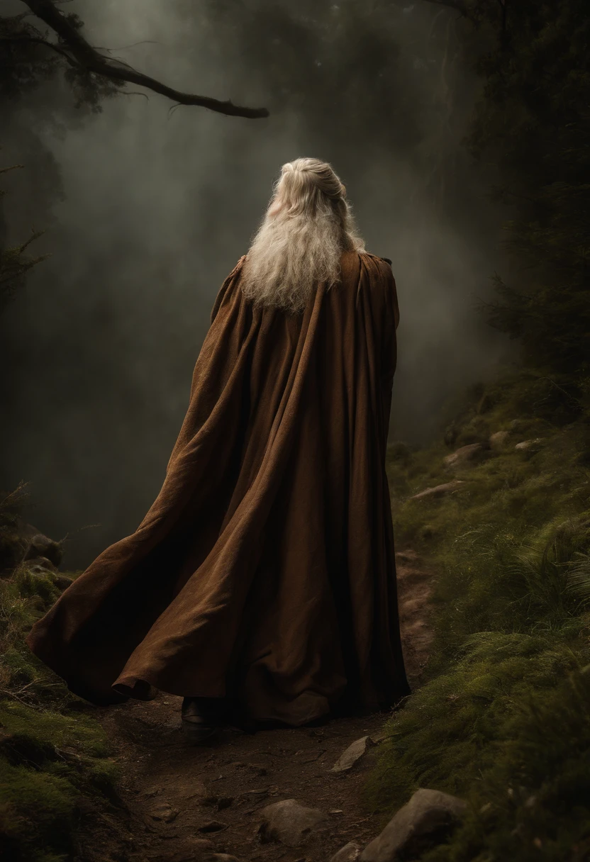 (Cinematographic photo:1.3) de (Ultra detalhado:1.3) foto da obra de arte mais bonita do mundo com suave lustroso, ((Gandalf's rugged muscular epic heroic fantasy, o Btanco, in a dynamic posture)), peito, rosto cheio,(fundo escuro:1.4) (epic realistic, hdr, detalhes intrincados, hiperdetalhado, cinemactic, luz de aro, silenciado: 1.5), ((fantastic location, majestoso ambiente desordenado)), poros da pele, very dark lighting, sombras pesadas, rosto detalhado e detalhado, (foto realista, dramatic, escuro, foco nítido, 8k), (danificado velho vestido de couro danificado: 1.5), (intrincado: 1.4), decadente, (altamente detalhado: 1.4), octane rendering, foco nítido, chuva forte, floating particles, (Cinemacolor:1.3)
