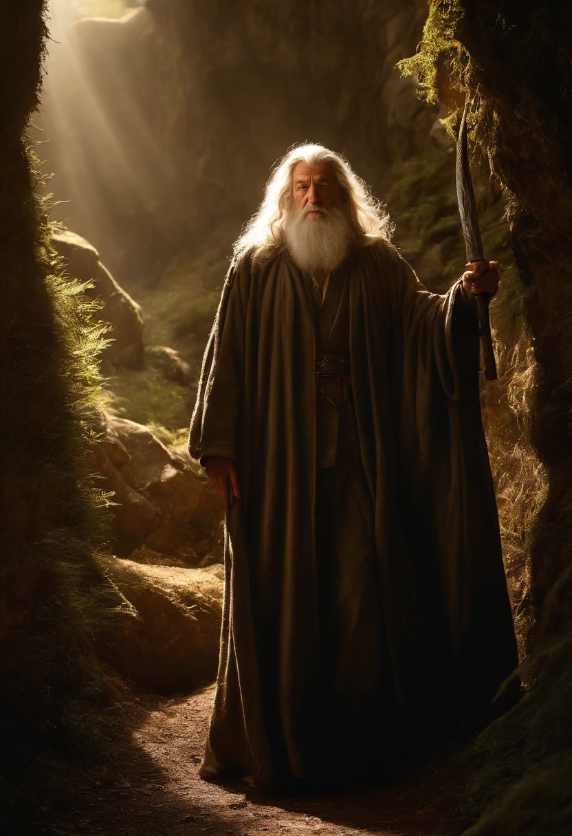 (Cinematographic photo:1.3) de (Ultra detalhado:1.3) foto da obra de arte mais bonita do mundo com suave lustroso, ((Gandalf's rugged muscular epic heroic fantasy, o Btanco, in a dynamic posture)), peito, rosto cheio,(fundo escuro:1.4) (epic realistic, hdr, detalhes intrincados, hiperdetalhado, cinemactic, luz de aro, silenciado: 1.5), ((fantastic location, majestoso ambiente desordenado)), poros da pele, very dark lighting, sombras pesadas, rosto detalhado e detalhado, (foto realista, dramatic, escuro, foco nítido, 8k), (danificado velho vestido de couro danificado: 1.5), (intrincado: 1.4), decadente, (altamente detalhado: 1.4), octane rendering, foco nítido, chuva forte, floating particles, (Cinemacolor:1.3)
