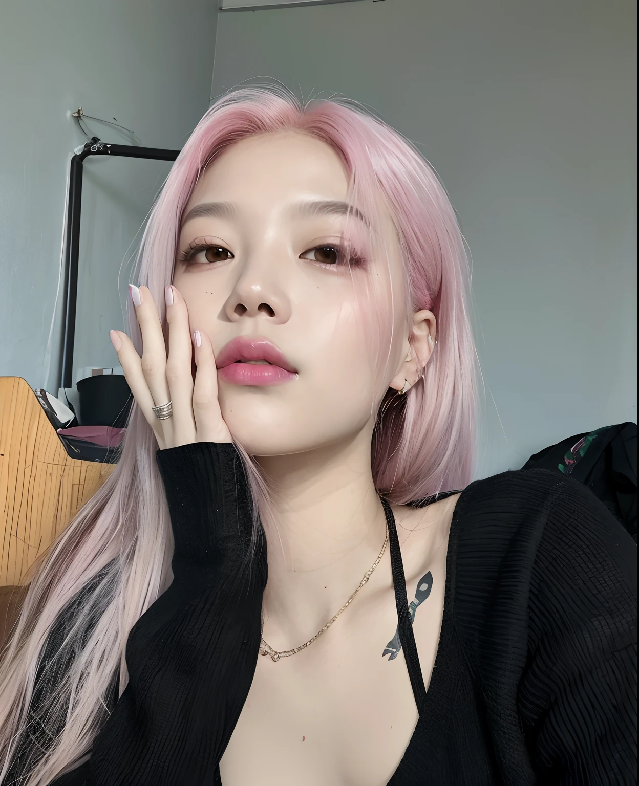 1gril,school swimsuit,pink hair ,beach, blackpink jennie, twice jihyo