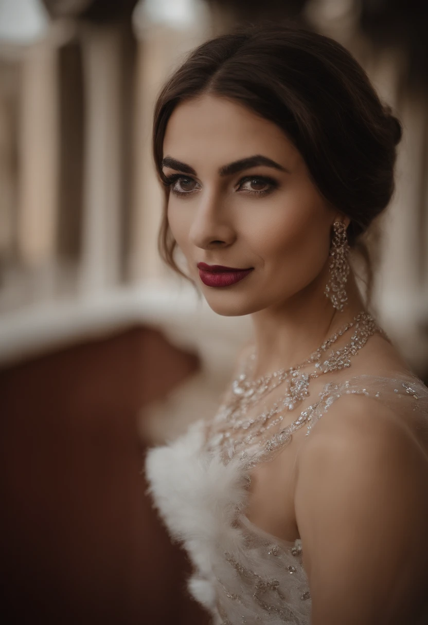 fotografia, corpo inteiro, mulher de 20 anos, loira, cabelos loiros, ultra realistic, olhos claros e sensuais, hipnotizante, sem maquiagem, Looking directly at the camera, medium to large bust, meticulosamente detalhado, medium and round butt, vestido vermelho magenta com brilhantes, diamantes (((apenas 1 mulher)))