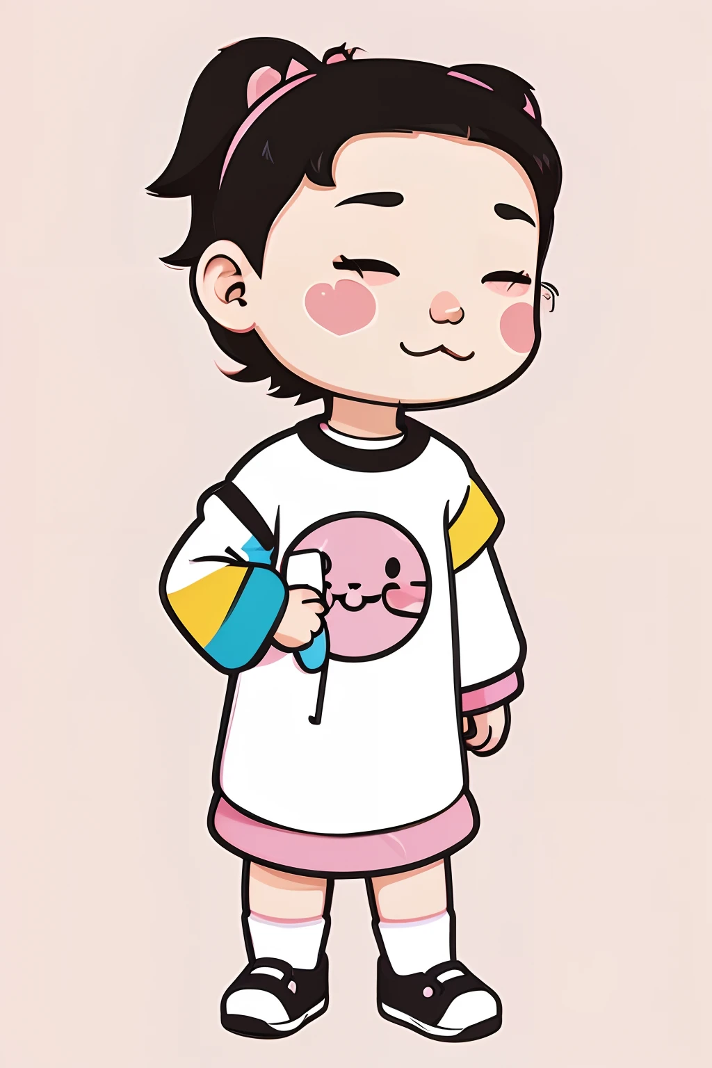 kawaii ???, professional sticker design, flat design, vector lines, colorful