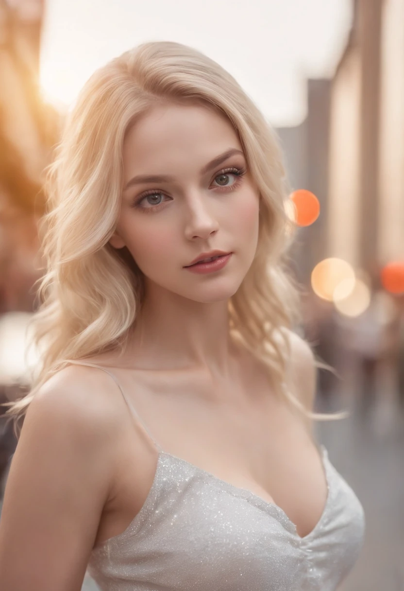 Blonde girl with extra long wavy blonde hair, detailed alluring eyes, long sexy legs, wearing tiny shorts, t-shirt, ((detailed facial features)), (finely detailed skin), pale skin, realistic skin texture, extreme skin details, (pores:0.1), in the background beautiful futuristic cyberpunk city, best quality masterpiece, photorealistic, hyperrealistic, detailed, 8k, HDR, (Soft color: 1.2), shallow depth of field, broad light, high contrast, backlighting, bloom, light sparkles, chromatic aberration, sharp focus, RAW color photo