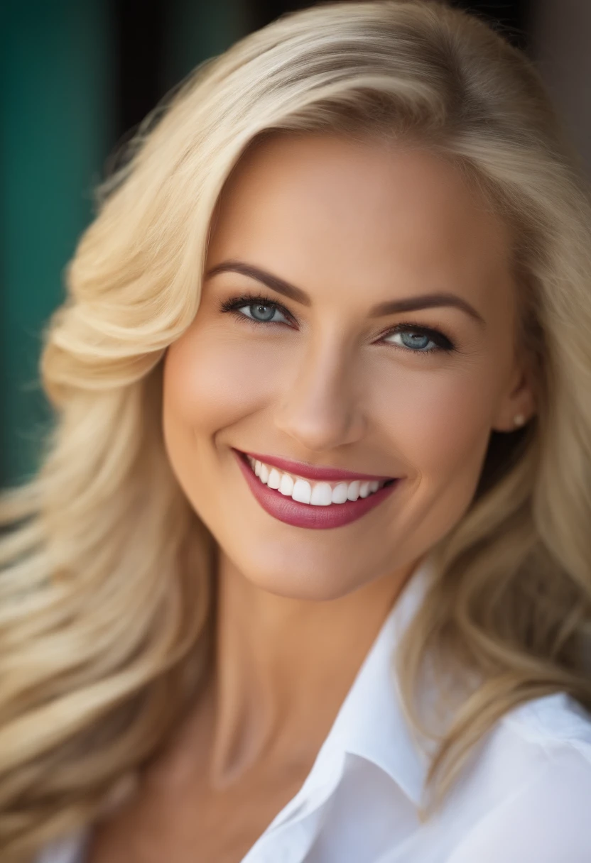 Blonde businesswoman smiling