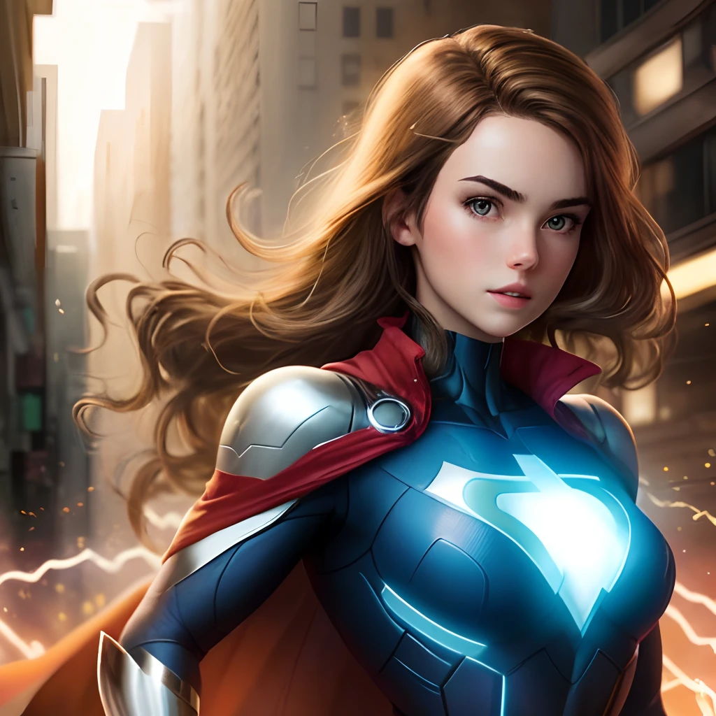 Make a girl with super electrical powers who has brown hair and who is a superhero