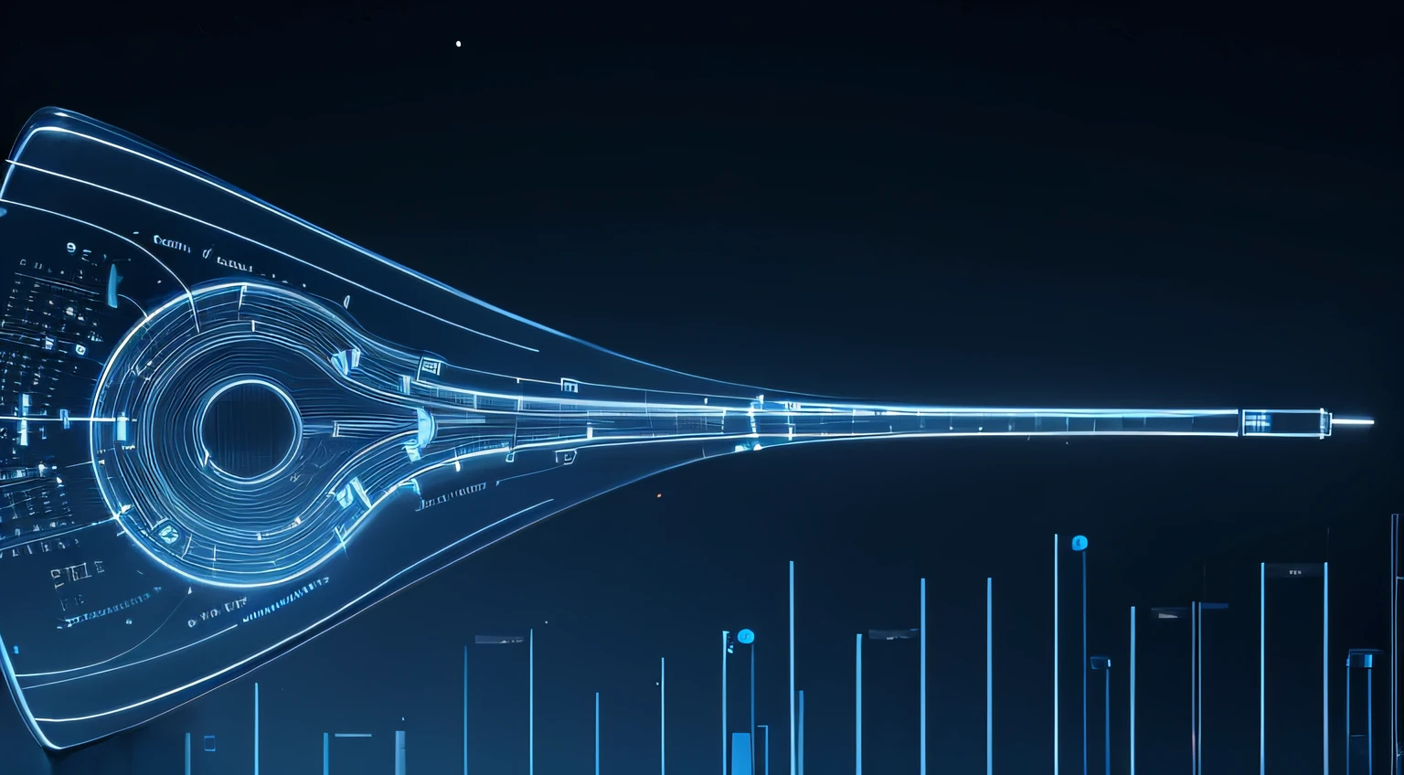 No Man,musical note,sci-fy,A numeric code in the shape of a string of notes,blue colors,Tech chips,circuit boards