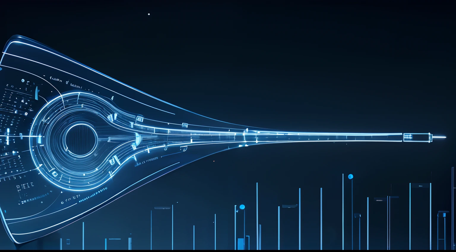 No Man,musical note,sci-fy,A numeric code in the shape of a string of notes,blue colors,Tech chips,circuit boards
