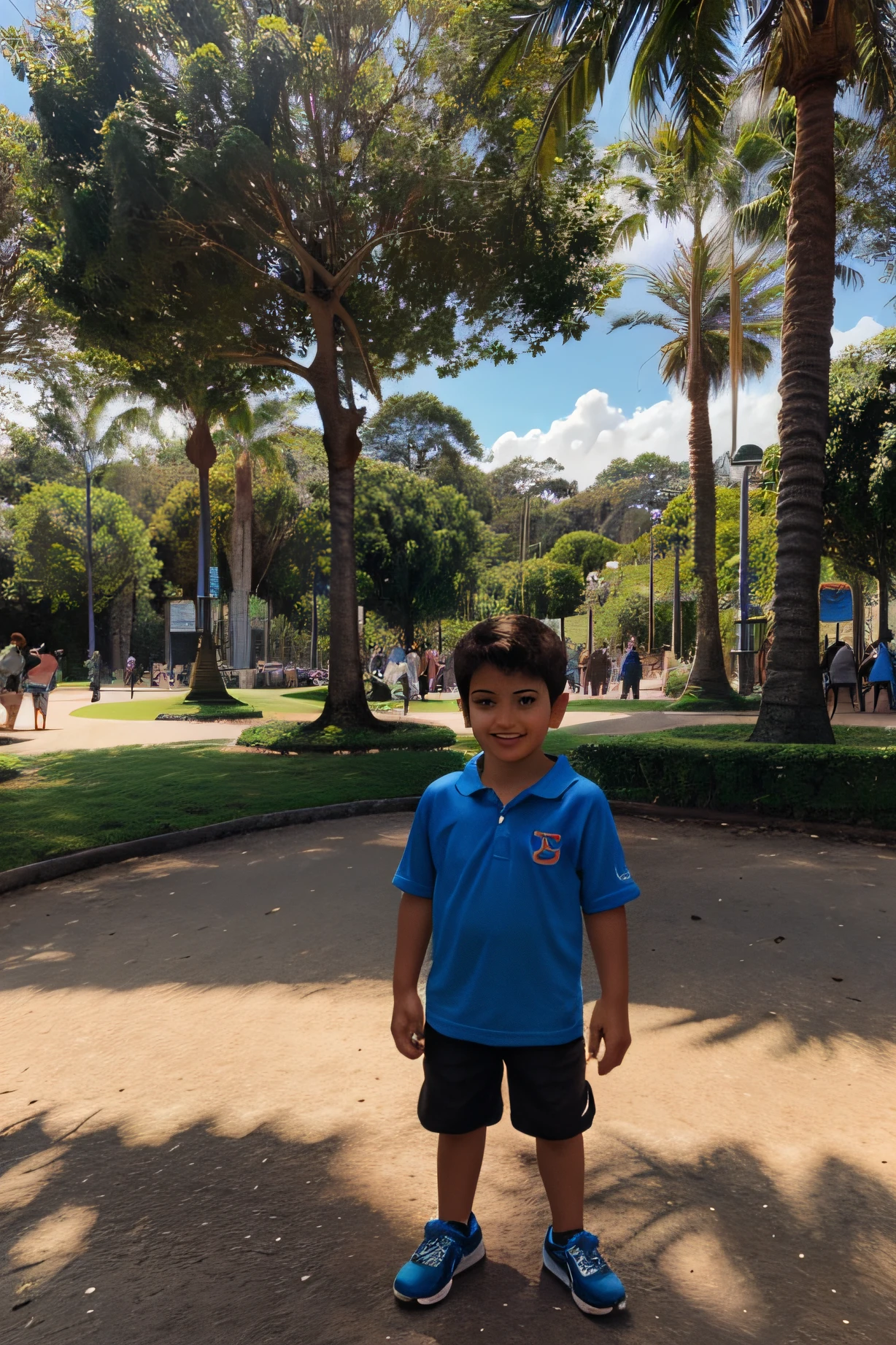 um menino de 3 anos em um parque gramado imagem de desenho da disny 3d