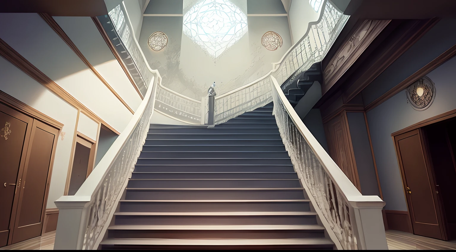 Transparent staircase of the vast universe　animesque　illustratio　quadratic element　gotik　ta