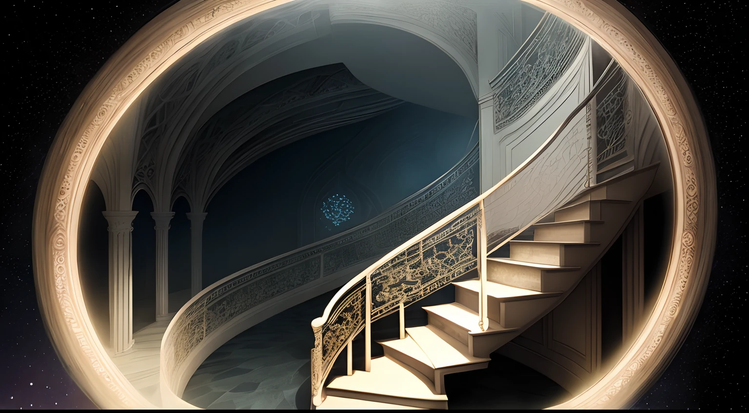 Transparent staircase of the vast universe animesque illustratio quadratic element gotik lolita