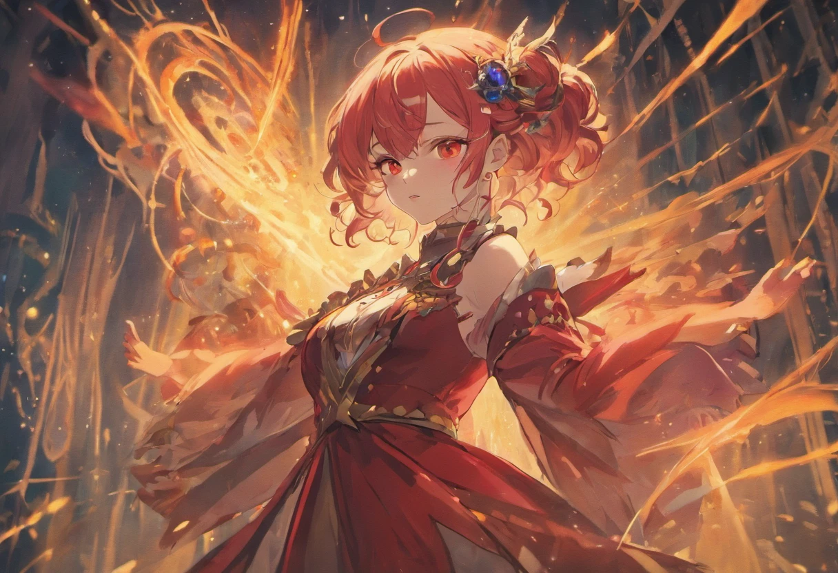 ((Masterpiece)), (Best Quality), ((Super Detail)), Illustration, ((Very Delicate and Beautiful)), ((solo)), Dynamic Angle, Looking back at viewer, anime moe artstyle, (enigmatic and cunning), ((Crimson red eyes)), ((Deep evergreen hair)), (bob cut hair), ((Twin pitch black demon horns)), (otherworldly), exceptionally beautiful, ((plump)), big breasts, (curvy), ((voluptuous)), (ethereal spirit), ((velvet green dress), (flowing ruffled dress), (Dress with blazing red trim), (gorgeous intricate Blue necklace jewelry), (predatory smile), (high quality), volumetric lighting, ((spiritual plane)), ((((ethereal background))))