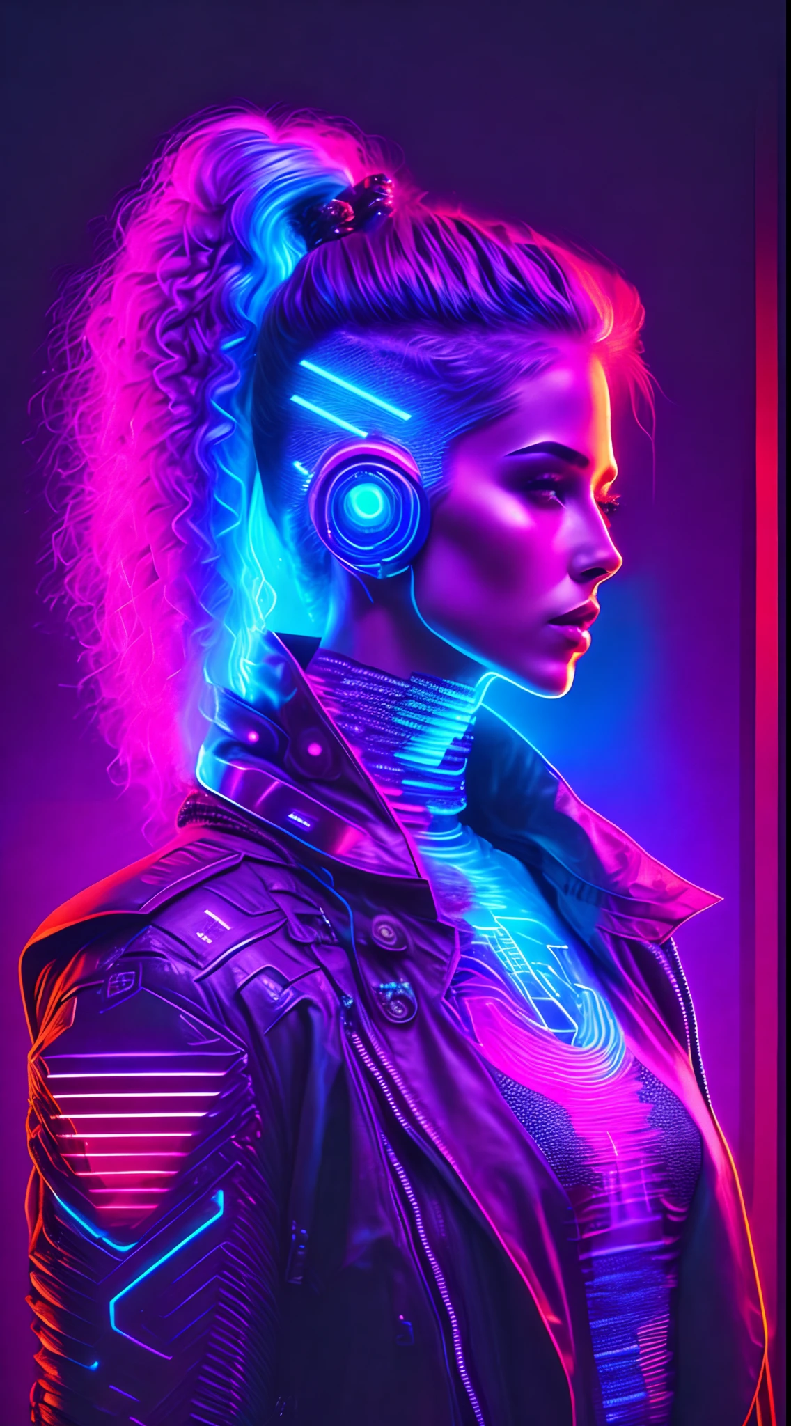 Synthwave design, neon color, pixel art