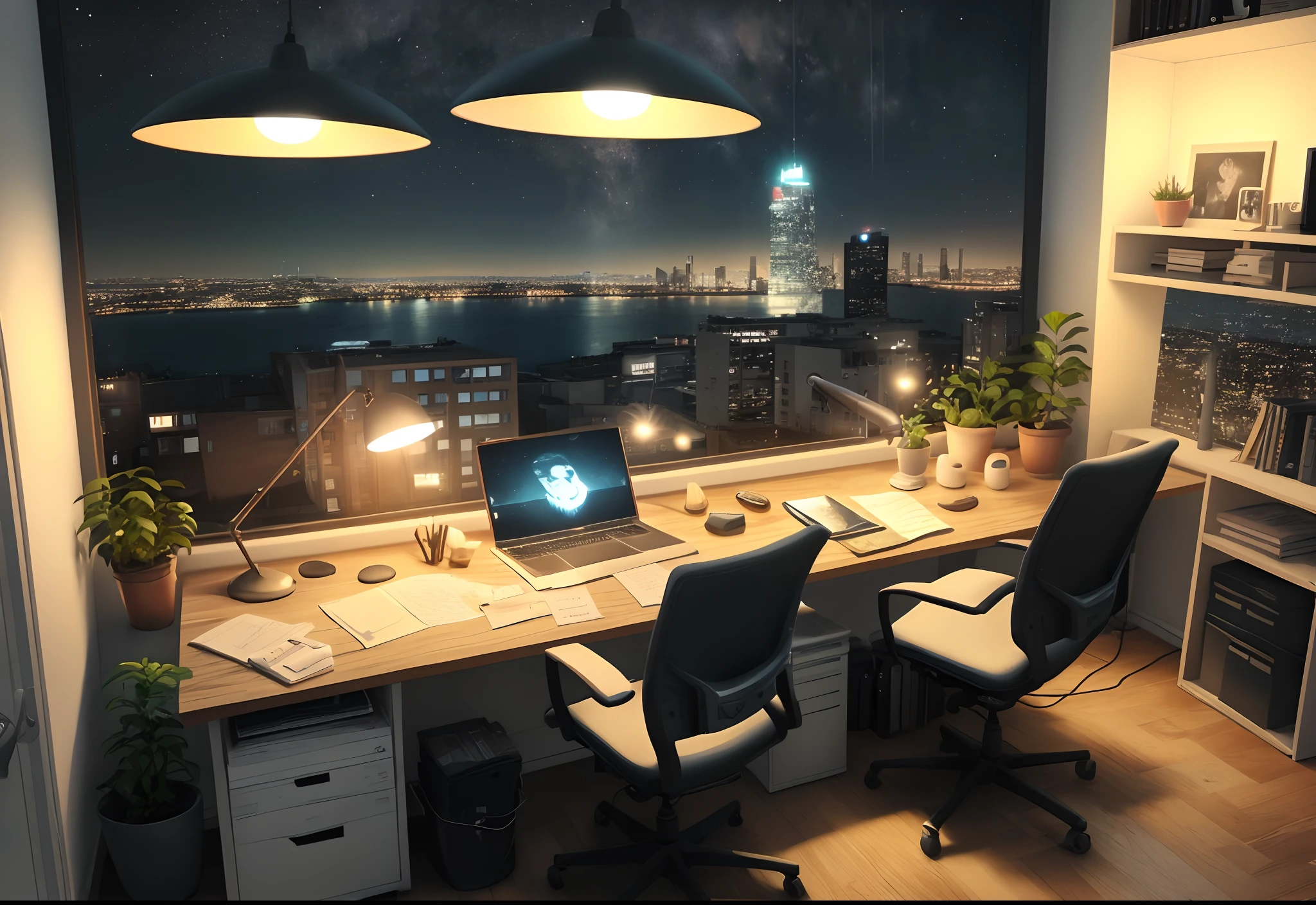 homeoffice environment for full focus At night