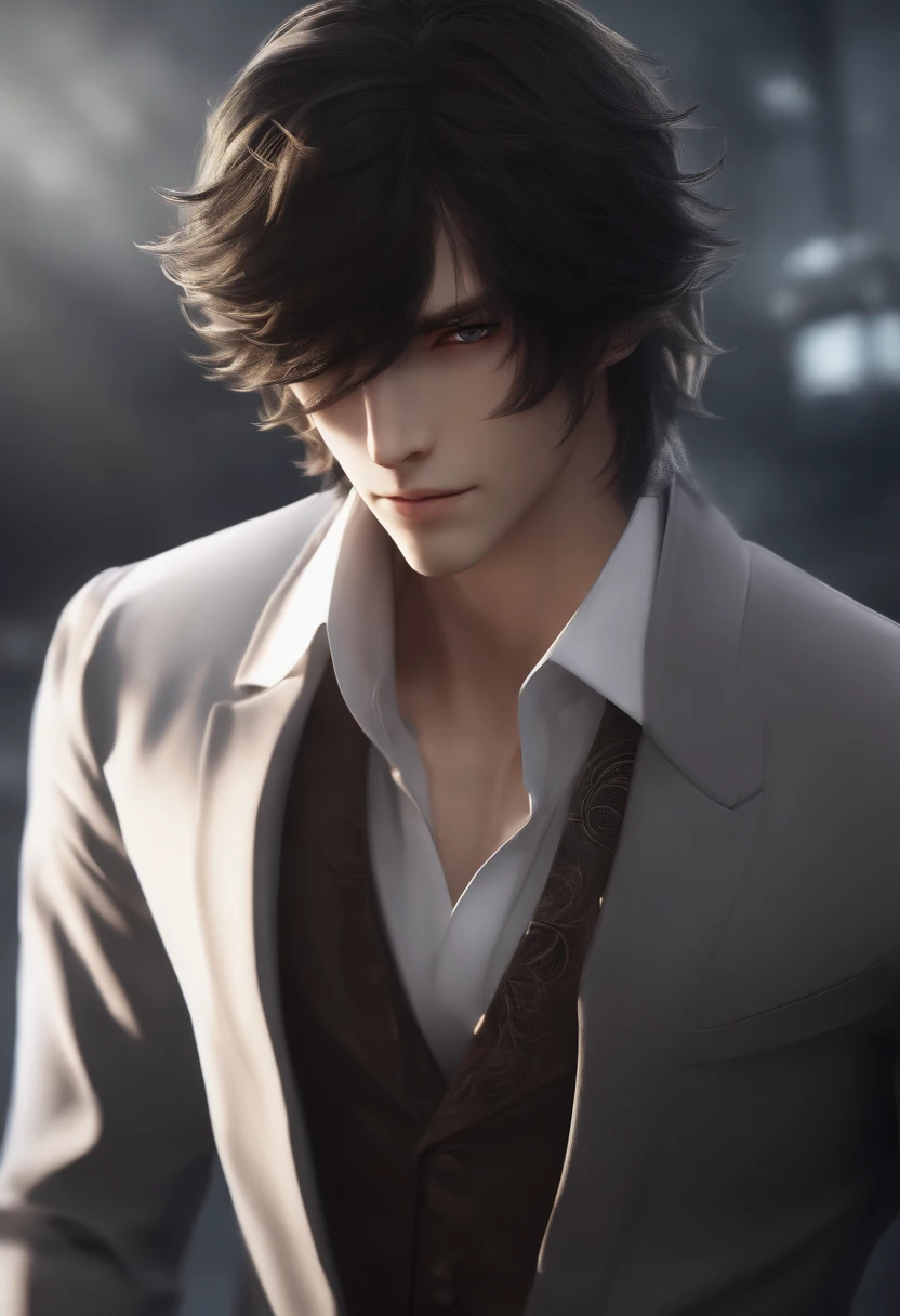Anime male protagonist. Enigmatic and Mysterious, . Unique and original, . Unconventional and non-conformist, . Ambitious,Visionary, . elicate and refined;, . Impressive and imposing, . Composure and composure, . Serious and reserved, . Silent and reserved) hyper-detailing, high resolution, Super detail, Best quality, Amazing, Top quality, Extremely detailed Cg Unity 8K wallpaper, Cinematic lighting, Cyberpunk, Dark boy,