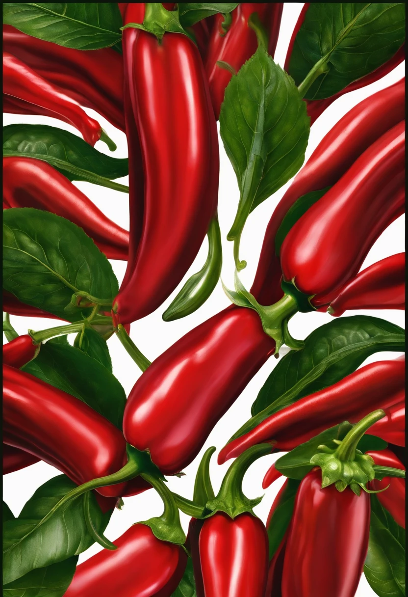 somente uma chilli, pimenta, vermelha, realista alto brilho, caule verde