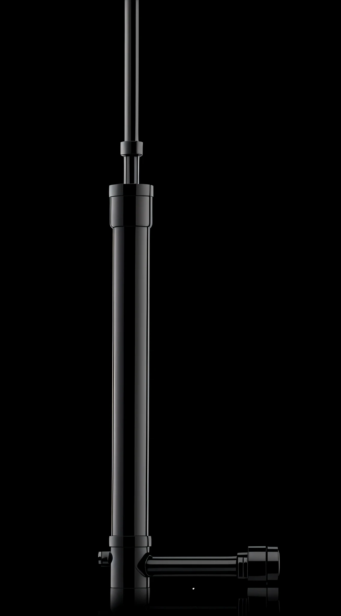 Photorealistic, real, realistic, a black pump with small tank and tubing, black background