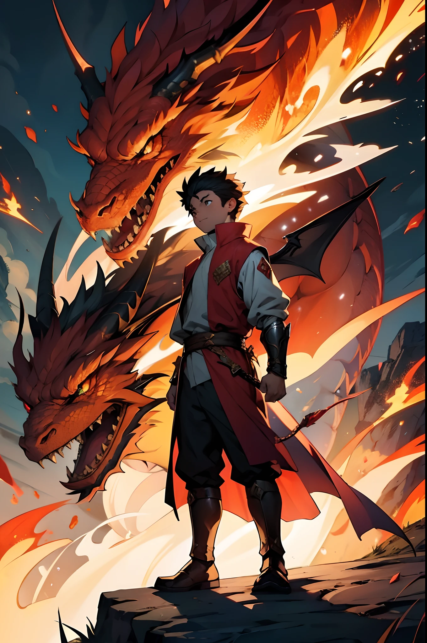 n a realm where dragons are the rulers of the skies, a young boy discovers his hidden ability to manipulate fire. With a bond formed between the boy and a magnificent dragon with fiery red scales, they embark on a thrilling adventure to protect their land from evil forces. Together, they unleash a blazing display of power and courage that ignites the hearts of all who witness it.