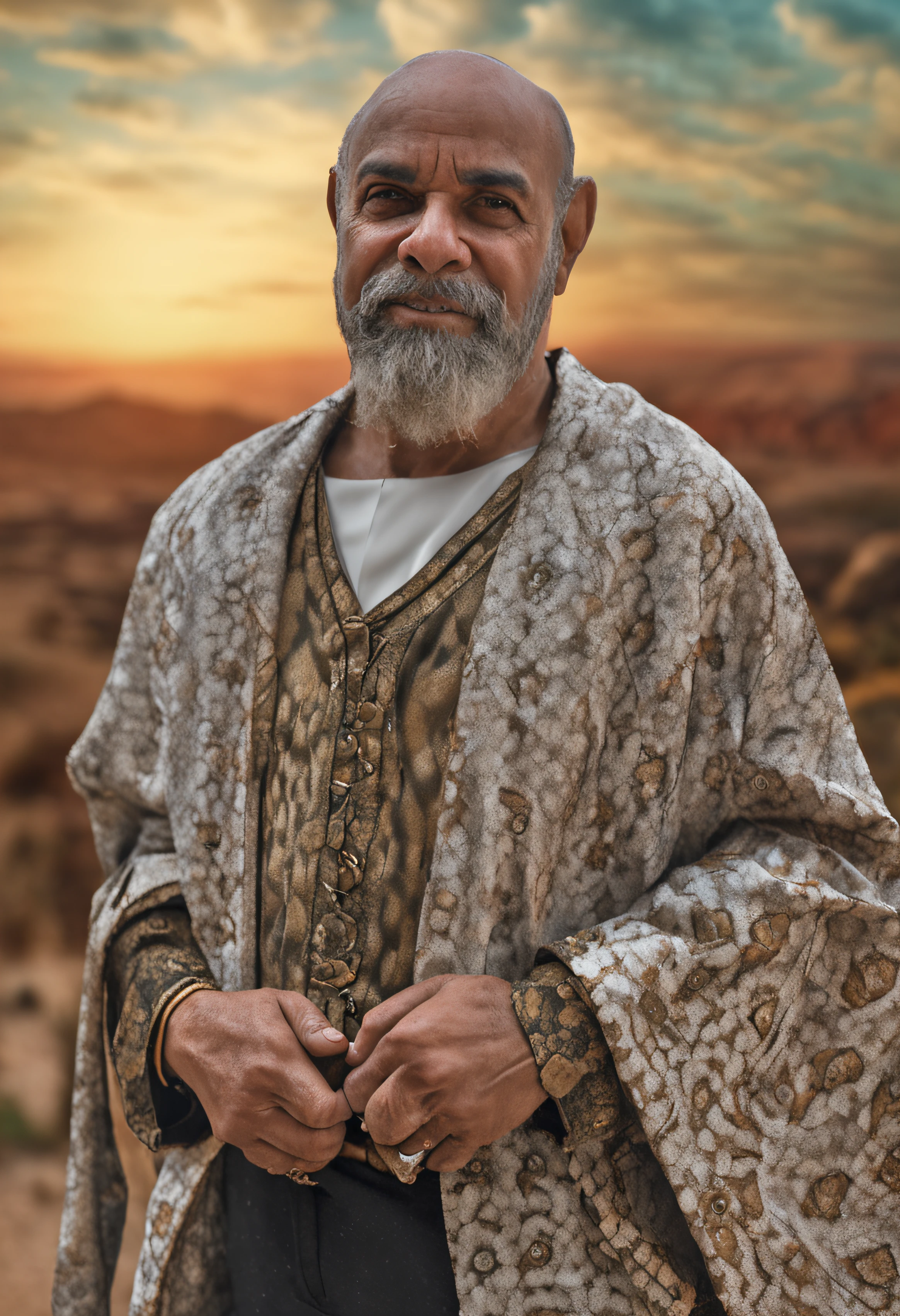 Apostolo Paulo olhando para a tela, roupa longa, religioso, hiper realista