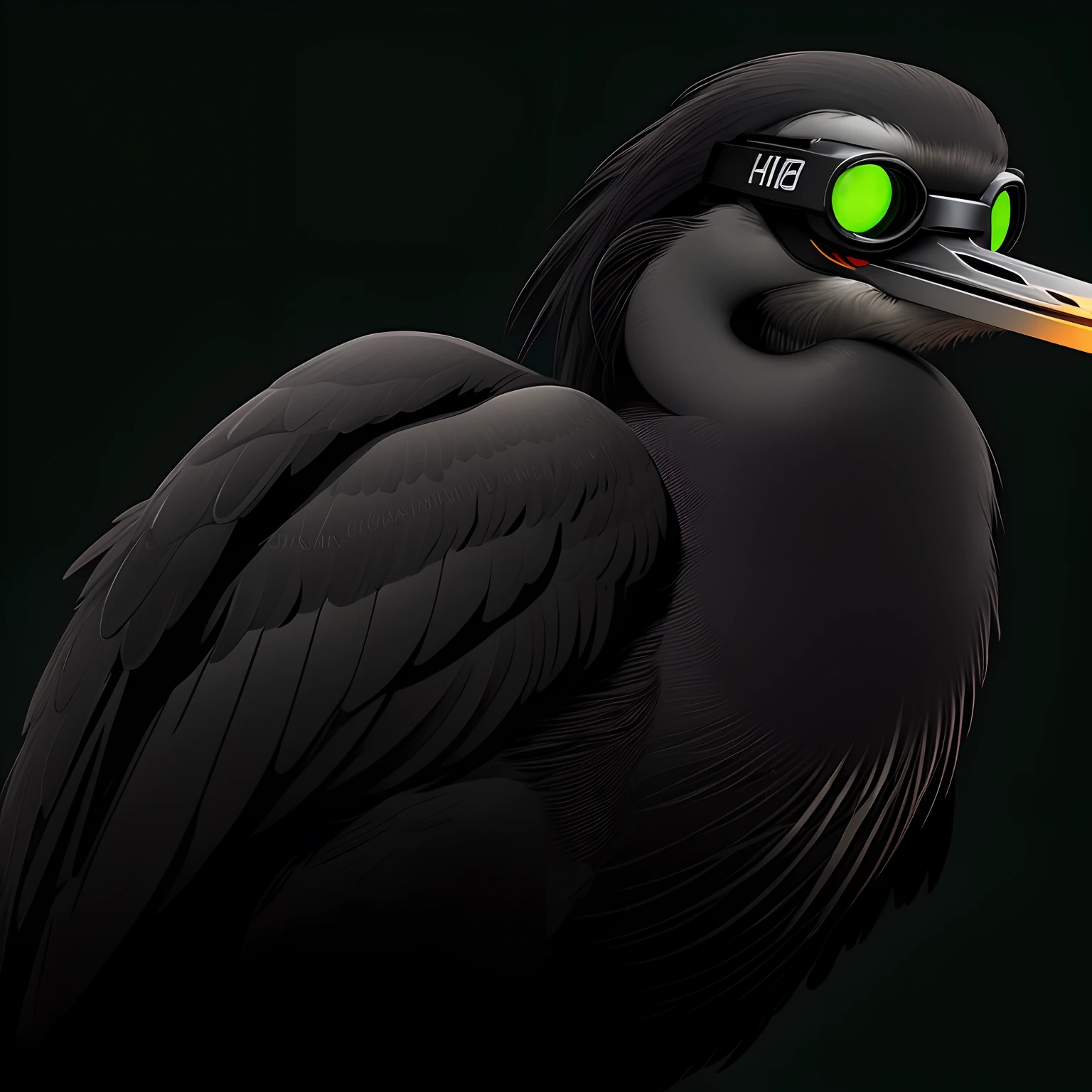 Black Heron with night vision goggles logo