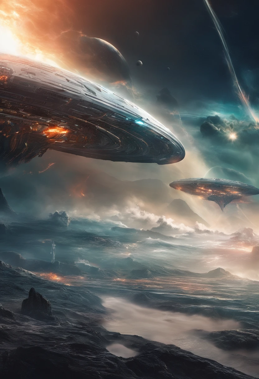 (ultra-detalhado,Realistic) Uma tempestade poderosa, furacao, Approaching with intense force and dark clouds.