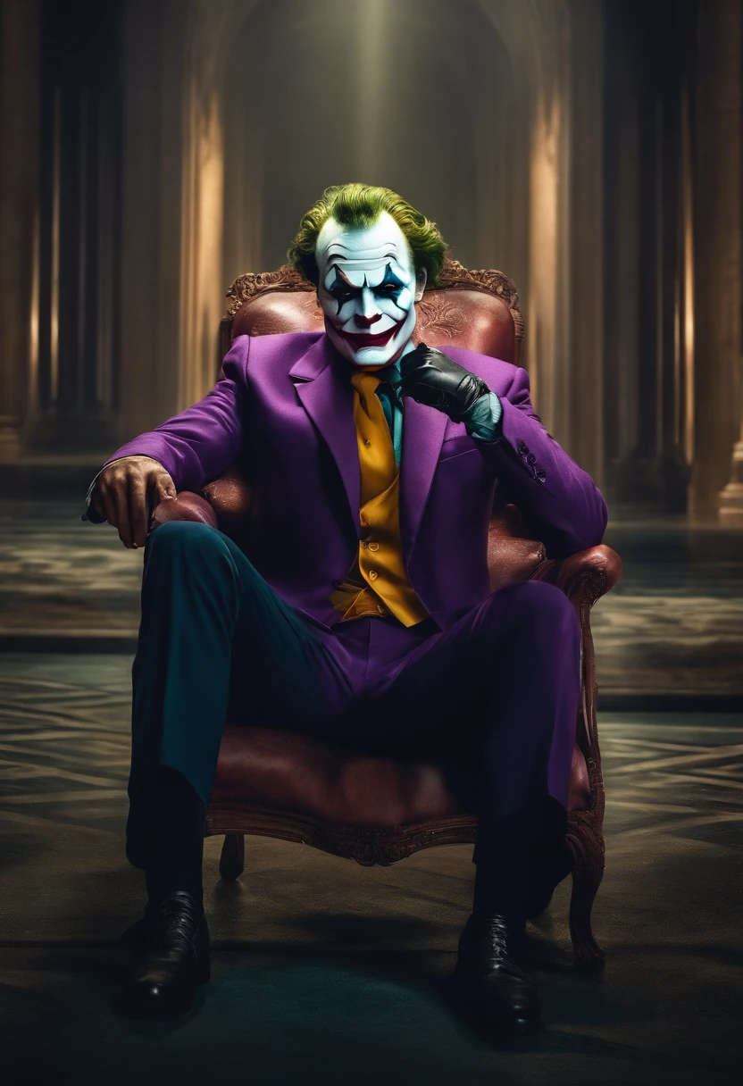 um robo humanoide dando uma risada igual a do coringa