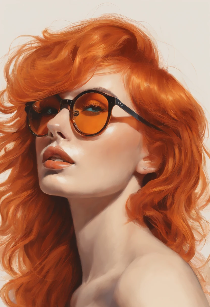 Girl with orange hair and glasses nude
