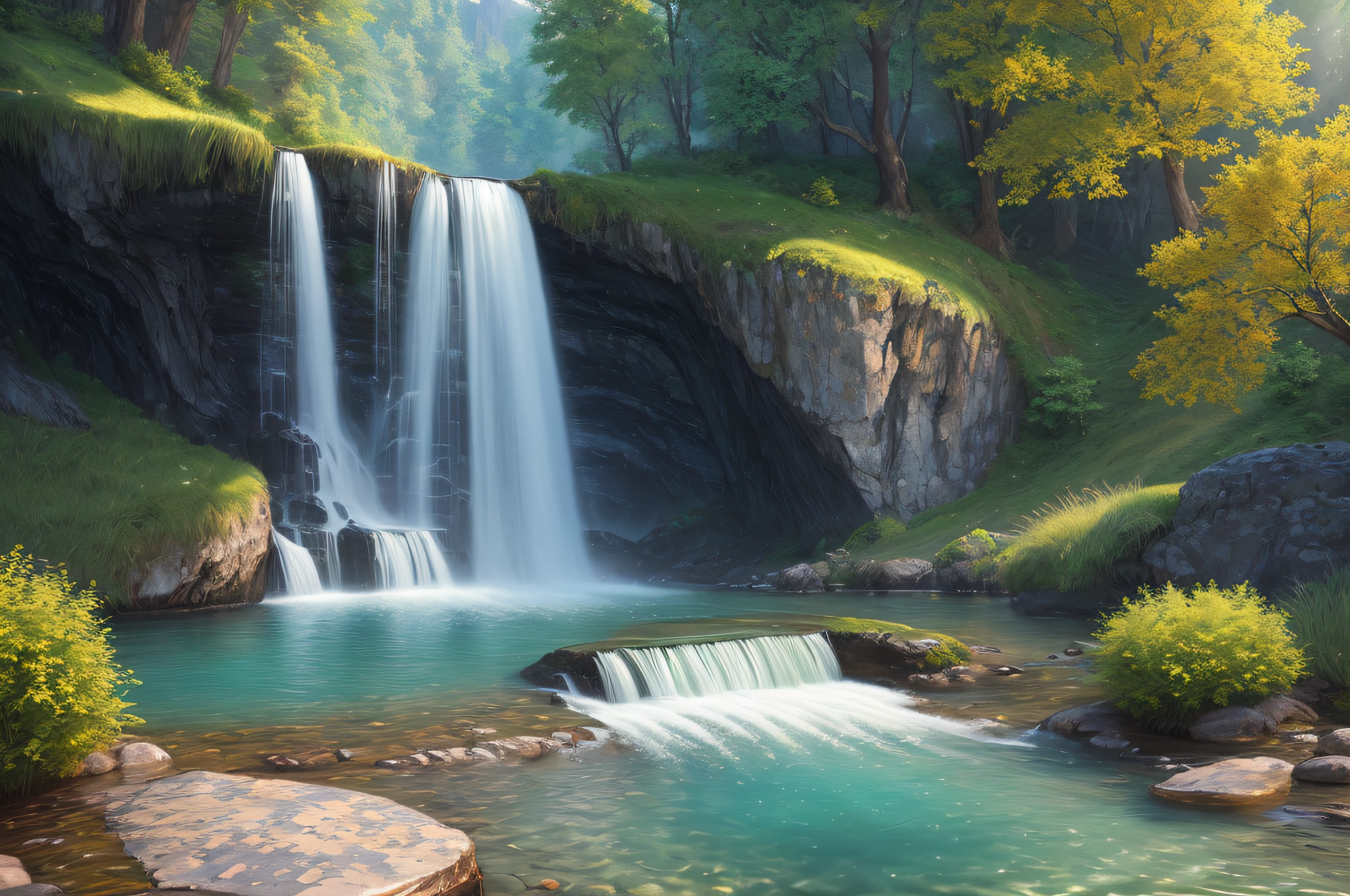 landscape,water,(extremely detailed CG unity 8k wallpaper), most beautiful artwork in the world,professional majestic oil painting,intricate, High Detail, Sharp focus, dramatic, photorealistic painting art