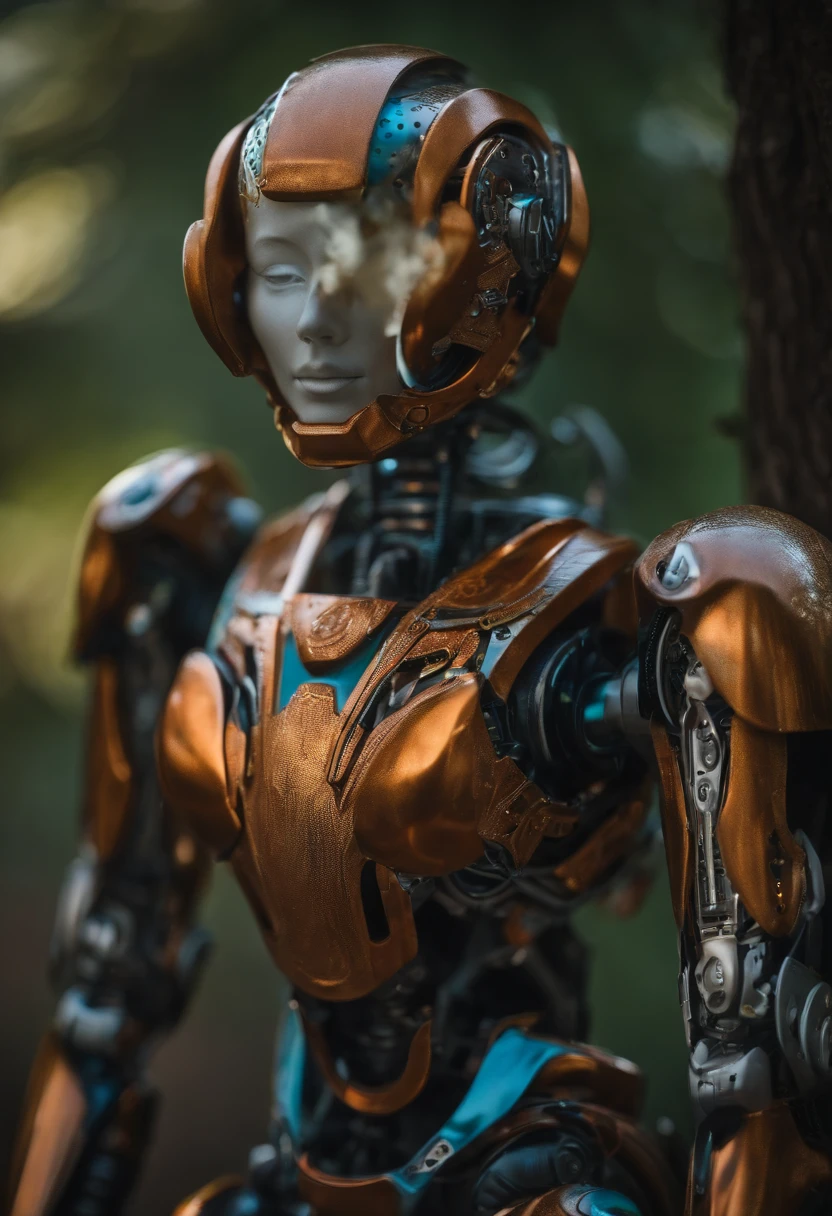 humanoid robot, boca aberta, sorriso maligno, malignant appearance