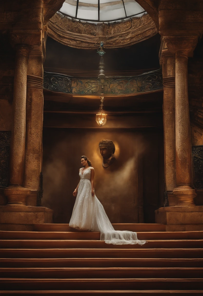 "Imagine Pandora, da mitologia grega, vestida com um deslumbrante vestido vermelho, cabelos negros sedosos e olhos hipnotizantes. Ela entra em um cassino, Exuding mystery and seduction, enquanto segura um leque de cartas. His presence promises to unveil secrets and desires, leading everyone to bet big on his company and the mysteries of the night."
